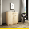 JULIA - Chest of 2 Drawers and 2 Doors - Bedroom Dresser Storage Cabinet Sideboard - Sonoma Oak H85cm W74cm D35cm