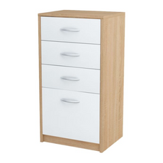 JULIA - Chest of 4 Drawers - Bedroom Dresser Storage Cabinet Sideboard - Sonoma Oak / White Matt H85cm W45cm D35cm