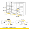 NOAH - Chest of 3 Drawers and 3 Doors - Bedroom Dresser Storage Cabinet Sideboard - Concrete / White Gloss H75cm W120cm D35cm