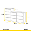 GABRIEL - Chest of 10 Drawers (6+4) - Bedroom Dresser Storage Cabinet Sideboard - Wenge / Black Gloss H92/70cm W160cm D33cm