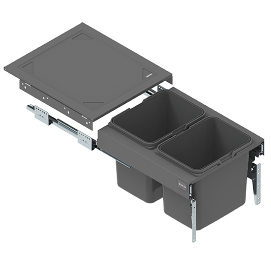 Waste Separation Bin 2x15 l - 450 mm Cabinet - Anthracite Grey
