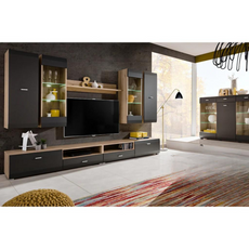 Wall Unit CLIF - Living Room Furniture Set -  San Remo Oak / Anthracite Grey