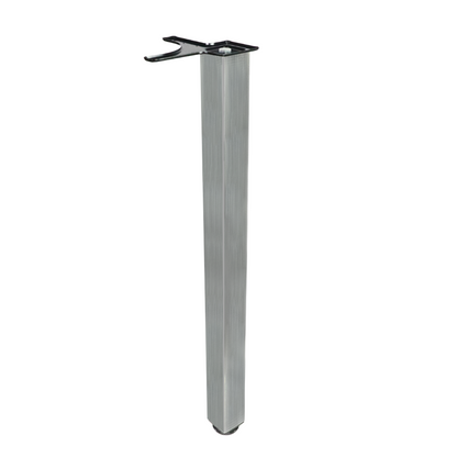 Square Furniture Leg 710mm, Brushed Nickel, ZnAl Mounting Plate