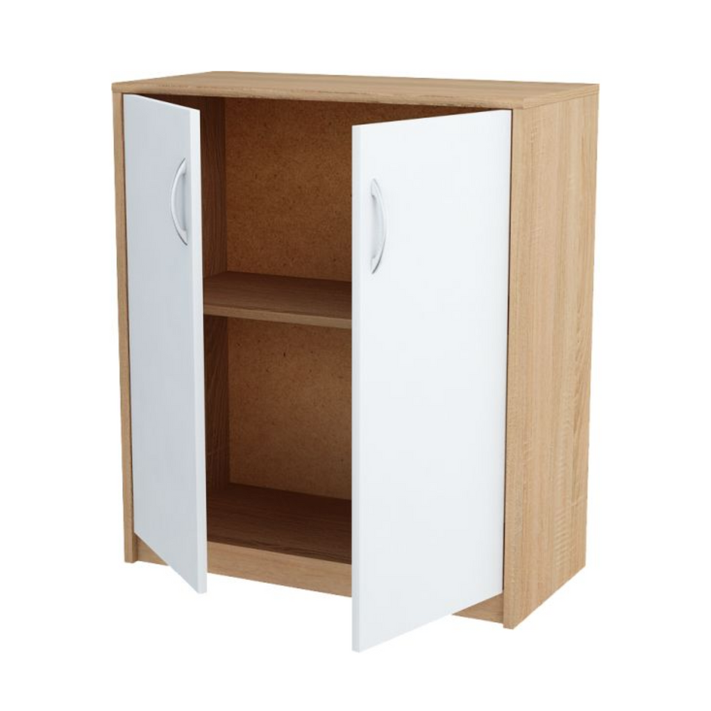 JULIA - Base Cabinet with Shelves - 2 Doors - Sonoma Oak / White Matt H85cm W74cm D35cm