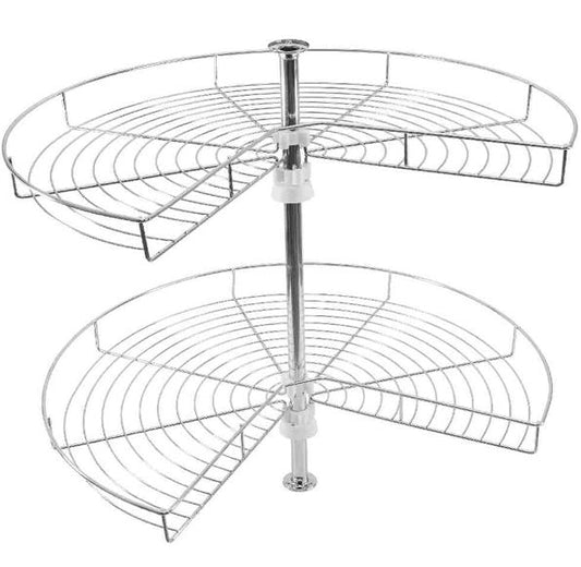 2 Tier Corner Rotating Baskets 3/4 - 600mm - Chrome