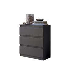 GABRIEL – Chest of Drawers / Sideboard with 3 Drawers – Anthracite Grey H72 cm W60 cm D33 cm