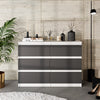 GABRIEL - Chest of 6 Drawers - Bedroom Dresser Storage Cabinet Sideboard - White Matt / Anthracite H71cm W100cm D33cm