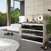 GABRIEL - Chest of 6 Drawers - Bedroom Dresser Storage Cabinet Sideboard - White Matt / Black Gloss H71cm W100cm D33cm