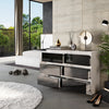 GABRIEL - Chest of 6 Drawers - Bedroom Dresser Storage Cabinet Sideboard - White Matt / Black Gloss H71cm W100cm D33cm