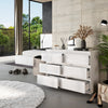 GABRIEL - Chest of 6 Drawers - Bedroom Dresser Storage Cabinet Sideboard - White Matt / White Gloss H71cm W100cm D33cm