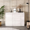 GABRIEL - Chest of 6 Drawers - Bedroom Dresser Storage Cabinet Sideboard - White Matt / White Gloss H71cm W100cm D33cm