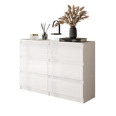 GABRIEL - Chest of 6 Drawers - Bedroom Dresser Storage Cabinet Sideboard - White Matt / White Gloss H71cm W100cm D33cm