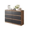 GABRIEL - Chest of 6 Drawers - Bedroom Dresser Storage Cabinet Sideboard - Wotan Oak / Anthracite H71cm W100cm D33cm