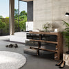 GABRIEL - Chest of 6 Drawers - Bedroom Dresser Storage Cabinet Sideboard - Wotan Oak / Black Gloss H71cm W100cm D33cm