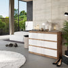 GABRIEL - Chest of 6 Drawers - Bedroom Dresser Storage Cabinet Sideboard - Wotan Oak / White Gloss H71cm W100cm D33cm