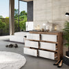 GABRIEL - Chest of 6 Drawers - Bedroom Dresser Storage Cabinet Sideboard - Wotan Oak / White Gloss H71cm W100cm D33cm