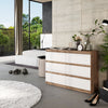 GABRIEL - Chest of 6 Drawers - Bedroom Dresser Storage Cabinet Sideboard - Wotan Oak / White Matt H71cm W100cm D33cm