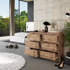 GABRIEL - Chest of 6 Drawers - Bedroom Dresser Storage Cabinet Sideboard - Wotan Oak H71cm W100cm D33cm
