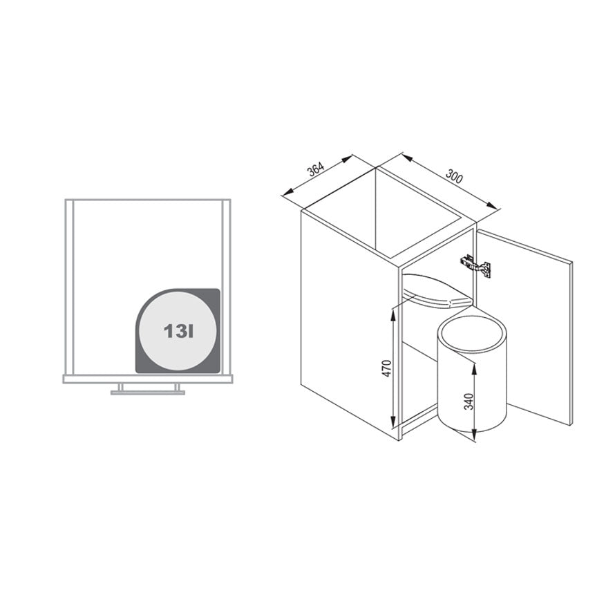 AUTOMAT 270 Door-Mounted Waste Bin for 450 mm Cabinet