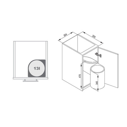 AUTOMAT 270 Door-Mounted Waste Bin for 450 mm Cabinet