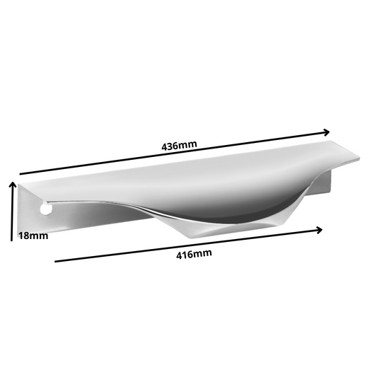 Edge Grip Round Profile Handle 416mm (436mm total length) - Aluminium