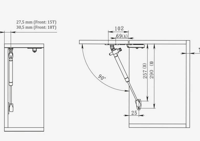 Soft-Close Gas Strut - Black