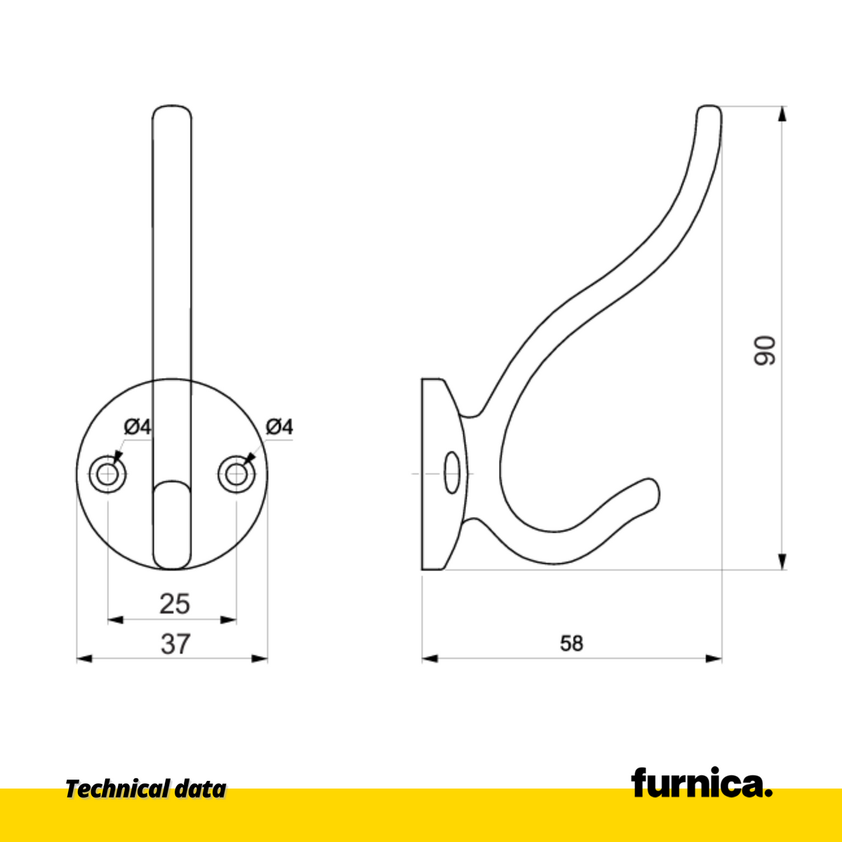 Double Classic Hanger Hook - Chrome (2) – Furnica