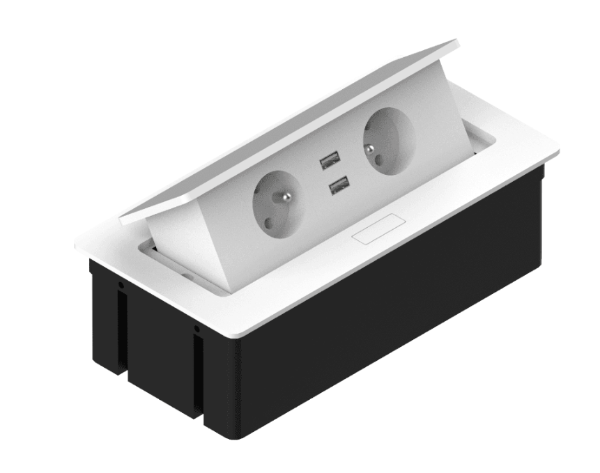 Kwadro Recessed Socket Unit for Desks - Rectangular