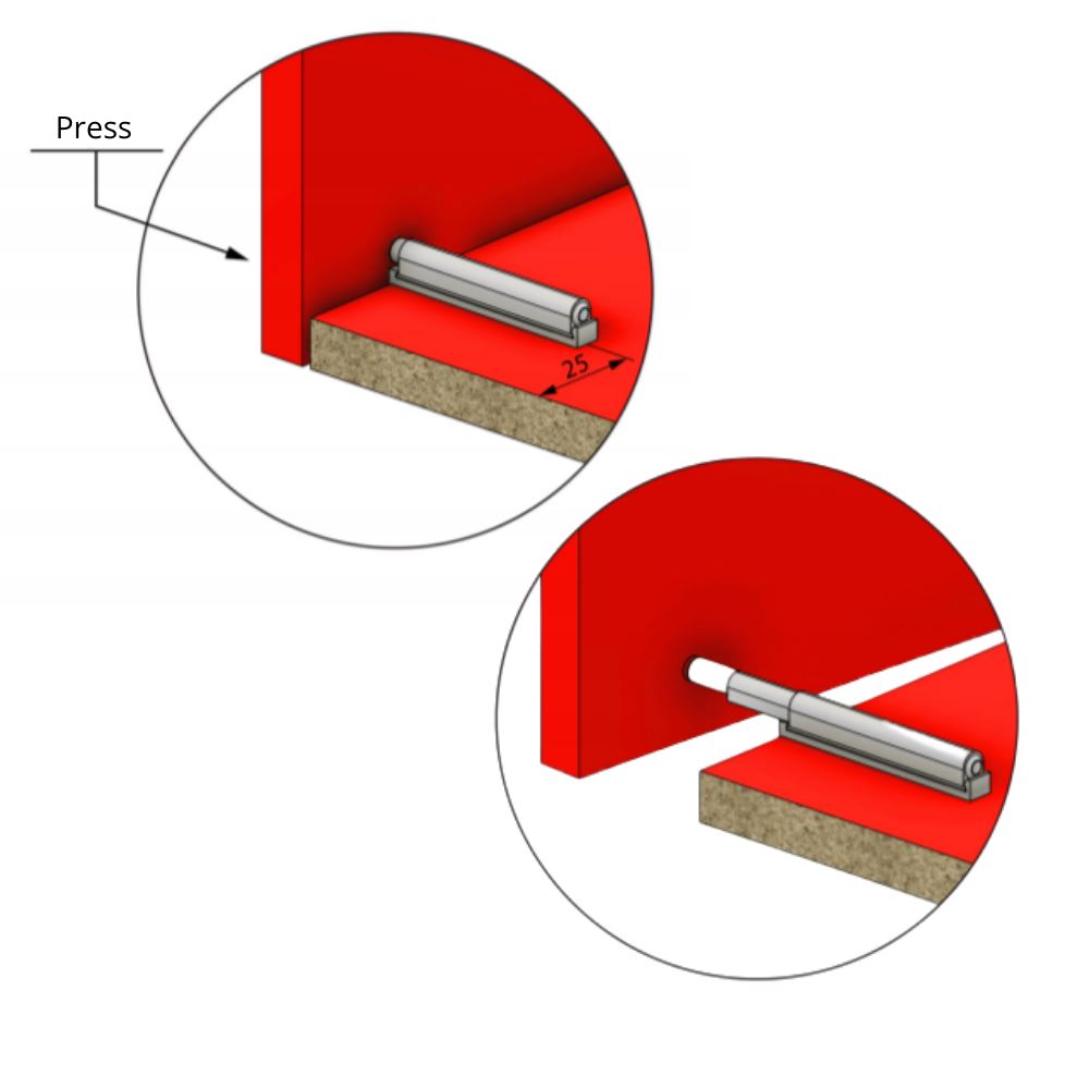 Push to Open latch - Spring Hinges - with rubber tip - Anthracite