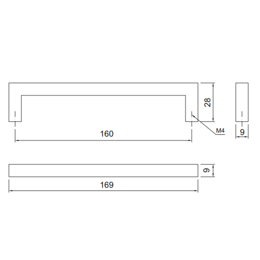 MODERN - Furniture Handle 160mm - Black Matt