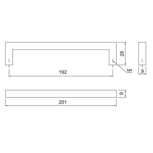 MODERN - Furniture Handle 192mm - Chrome