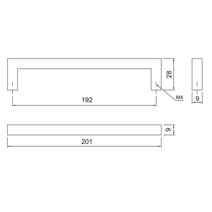 MODERN - Furniture Handle 192mm - Black Matt