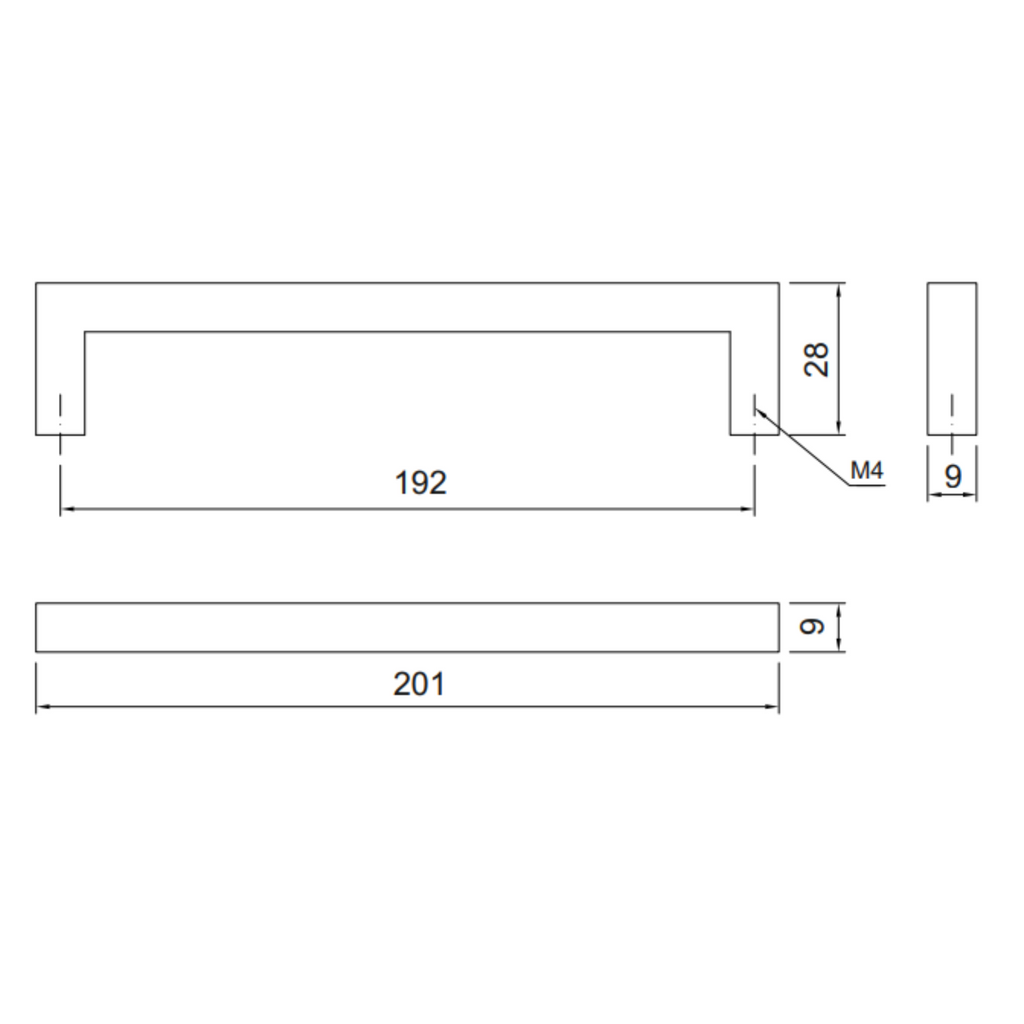 MODERN - Furniture Handle 192mm - Black Matt