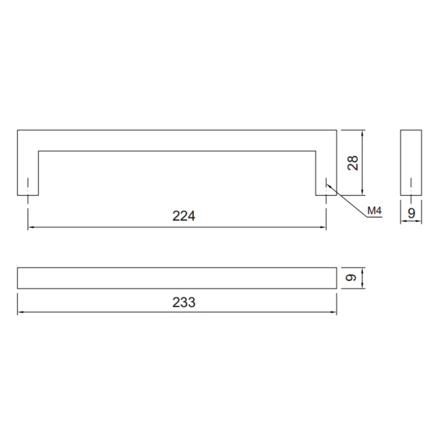 MODERN - Furniture Handle 224mm - Chrome