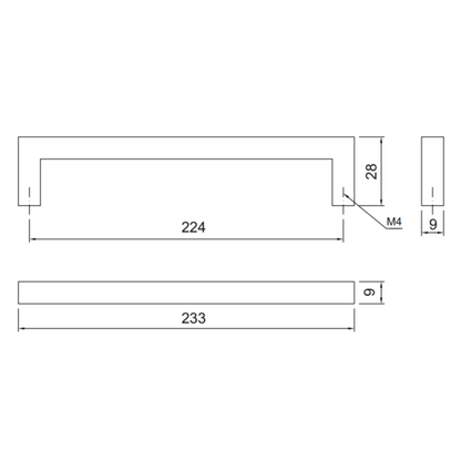 MODERN - Furniture Handle 224mm - Chrome