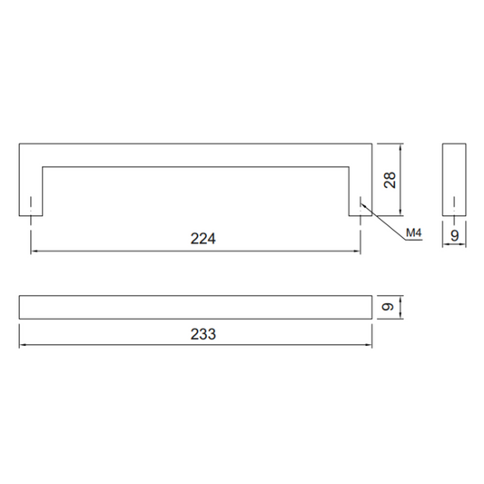 MODERN - Furniture Handle 224mm - Chrome