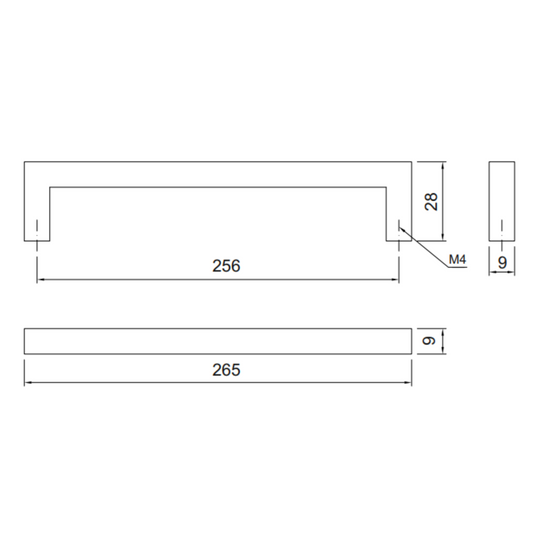 MODERN - Furniture Handle 256mm - Chrome