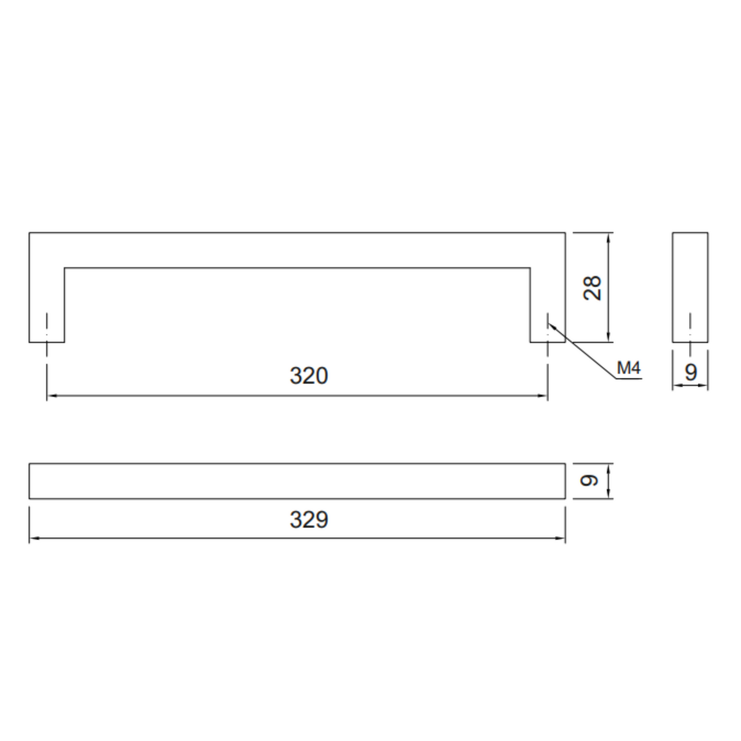 MODERN - Furniture Handle 320mm - Chrome