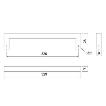 MODERN - Furniture Handle 320mm - Chrome
