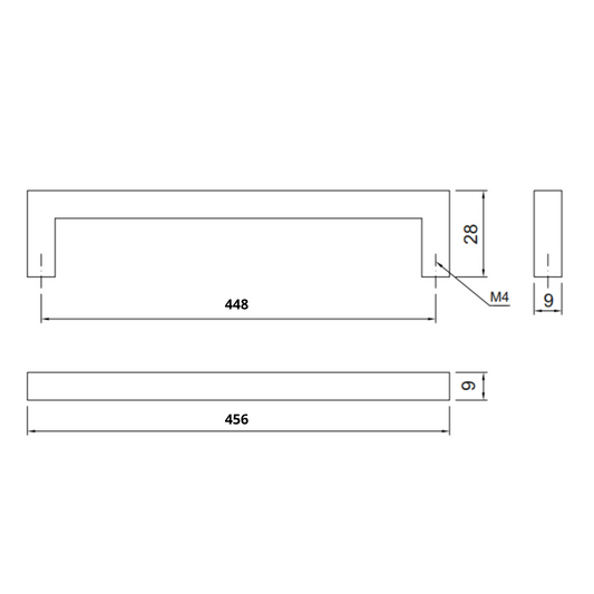 MODERN - Furniture Handle 448mm - Chrome