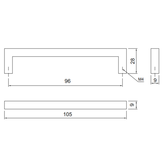 MODERN - Furniture Handle 96mm - Black Matt