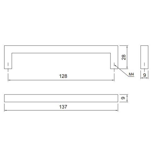 MODERN - Furniture Handle 128mm - Black Matt