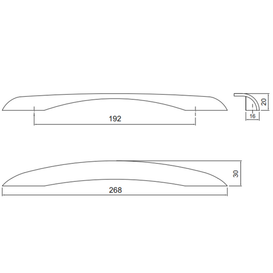 Furniture Handle 192mm U079 - Chrome