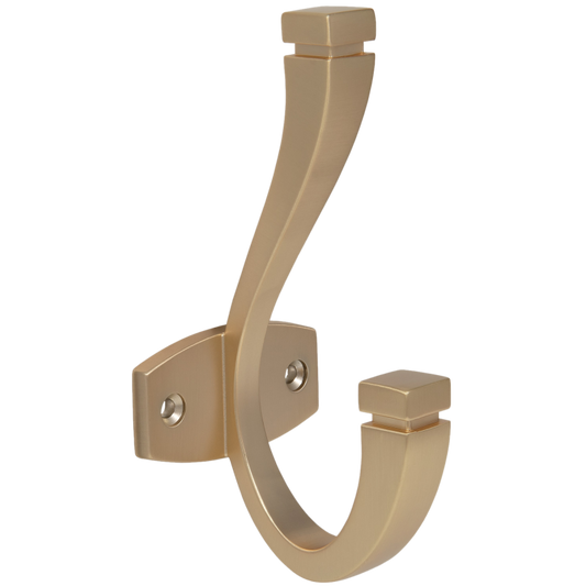 Double Hat & Coat Hook - 128mm - Gold Matt