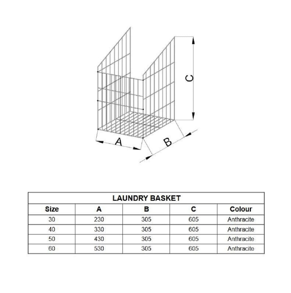 Folding Laundry Basket 40cm - Anthracite