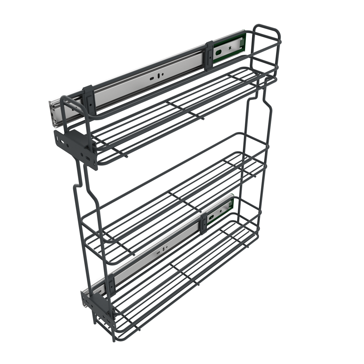 Pull Out Storage Baskets 15cm Soft-Close Mini Cargo - 3 Shelves - Anthracite – Furnica