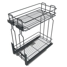 Pull Out Storage Baskets 40cm Soft-Close Mini Cargo - 2 Shelves - Anthracite