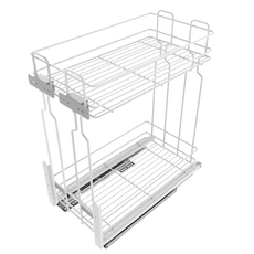 Pull Out Storage Baskets 15cm Soft-Close Mini Cargo - 2 Shelves - White