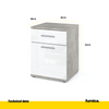 CHRIS - Bedside Table - Nightstand with 1 drawer - Concrete / White Gloss H52cm W40cm D40cm