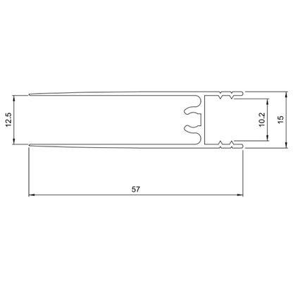10mm Bottom Horizontal Aluminum Profile 560cm - Silver Anodized